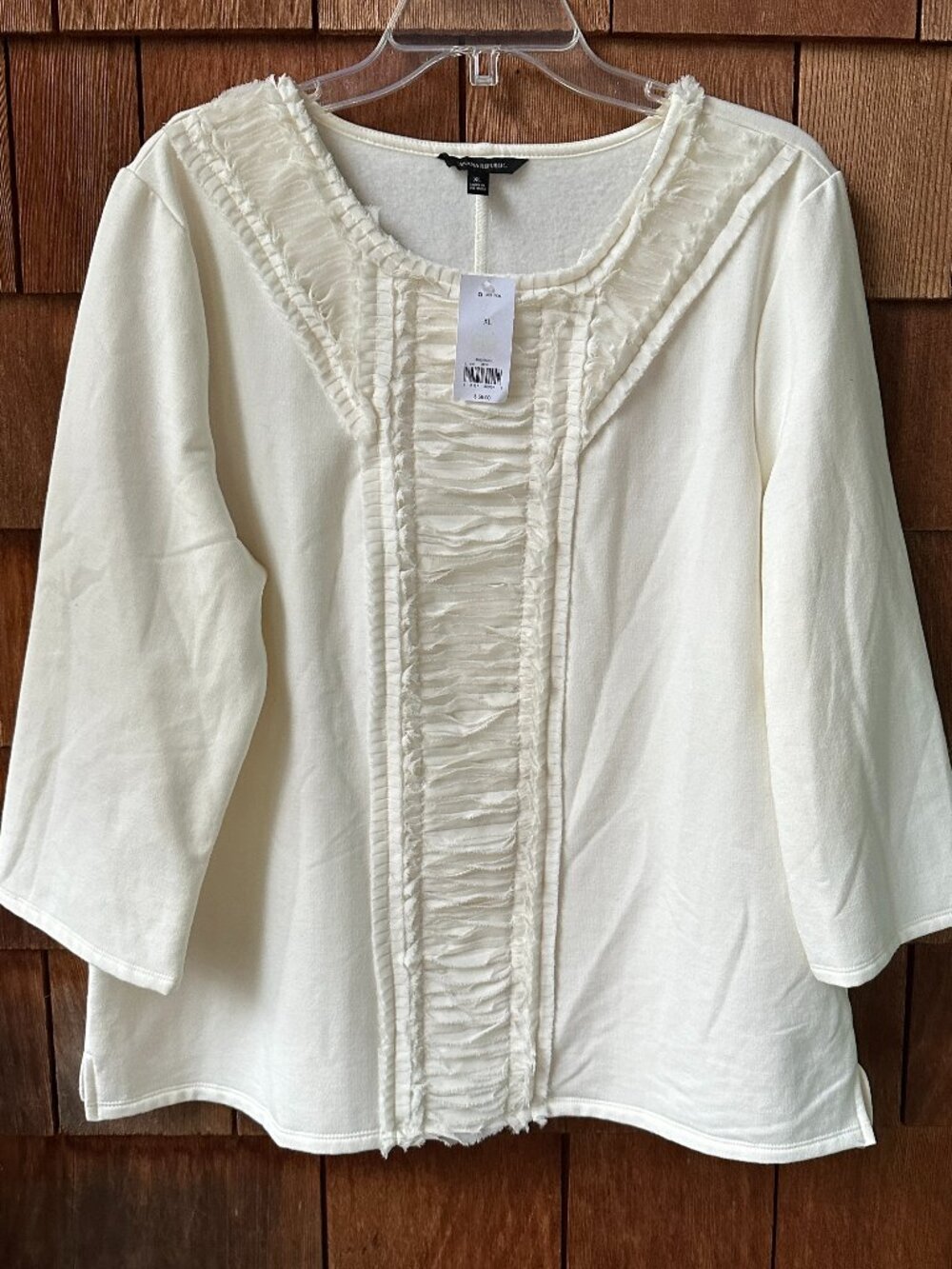 NWT Banana Republic Ivory Fleece Sweatshirt with Lace Details in Women's X-Large